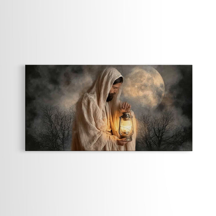 Night Of Peace, Framed Canvas Print, Christian Wall Art, Jesus Painting, Christian Art Canvas, Christian Decor, Moody Christian Art