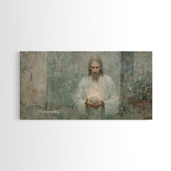 Heavenly Glow, Framed Canvas Print, Christian Art Canvas, Christian Wall Art, Jesus Painting, Christian Decor, Modern Christian Art