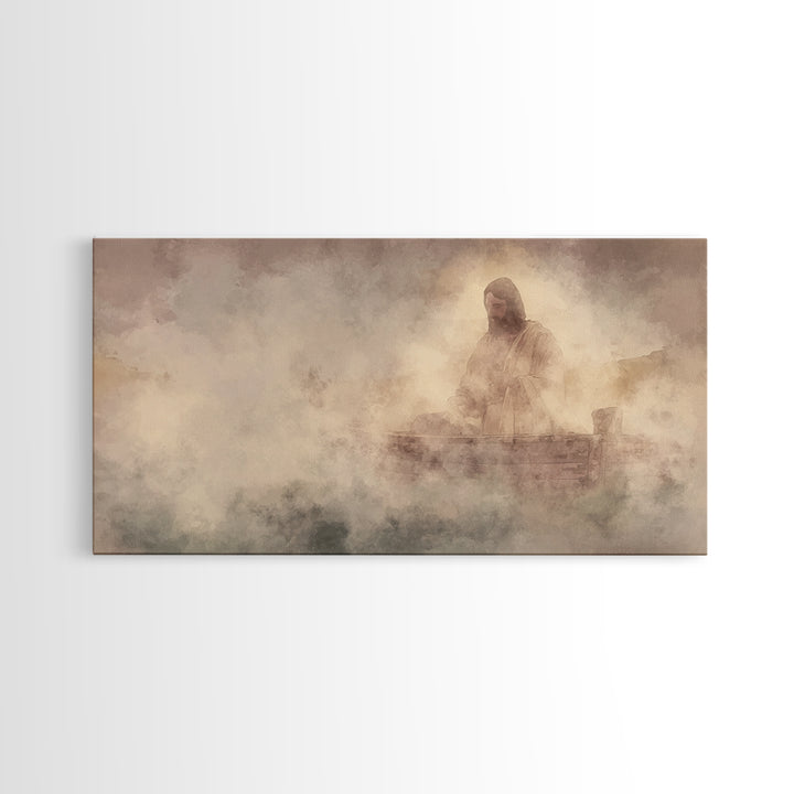 Calm Over Waters – Framed Canvas Print – Christian Wall Art – Jesus Painting – Christian Art Canvas – Christian Decor – Modern Christian Pa