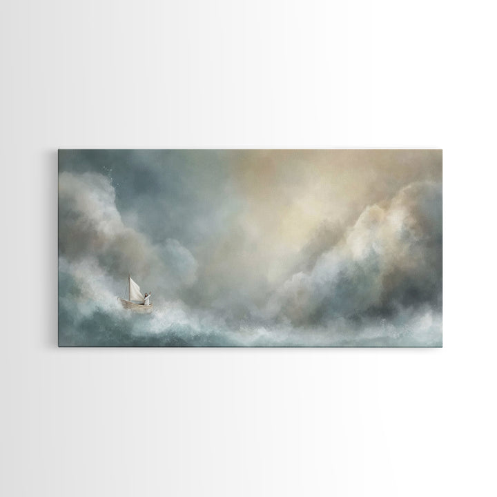 Light Of Rescue – Framed Canvas Print – Christian Wall Art – Jesus Painting – Large Christian Art – Modern Christian Painting – Christmas A