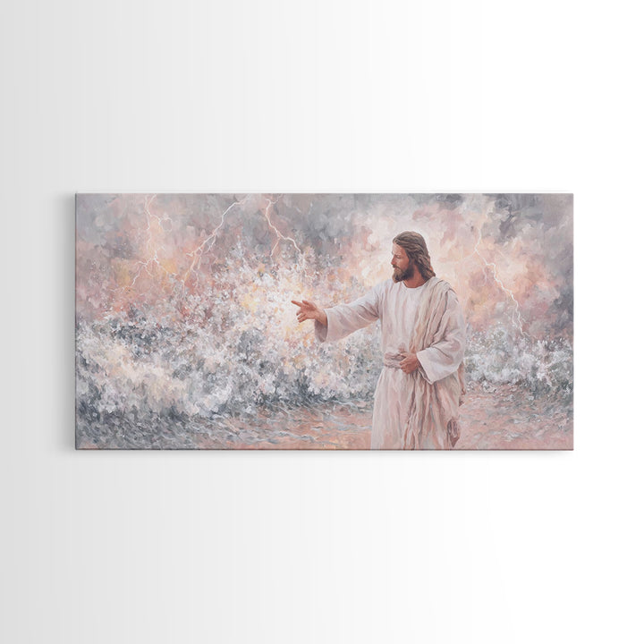 Beacon Of Authority | Framed Canvas Print | Christian Art Print | Jesus Painting | Christian Wall Art | Modern Christian Painting | Christi
