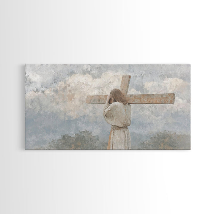 Shadow Of Mercy | Framed Canvas Print | Christian Art Canvas | Jesus Painting | Moody Christian Art | Christian Decorations | Christian Art