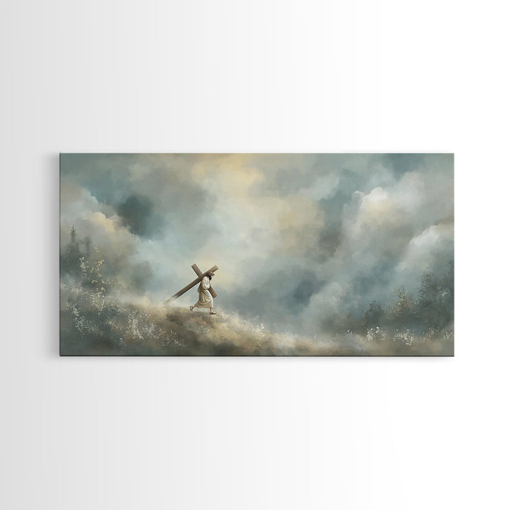 Hill Of Redemption | Framed Canvas Print | Christian Wall Art | Jesus Painting | Christian Art Canvas | Subtle Christian Art | Christian Gi