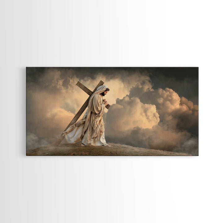 Hilltop Grace, Framed Canvas Print, Jesus Painting, Christian Christmas Art, Christian Art Print, Subtle Christian Art