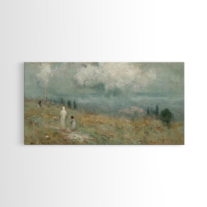Fields Of Hope – Framed Canvas Print – Christian Christmas Art – Jesus Art Print – Christian Wall Art – Vintage Christian Art
