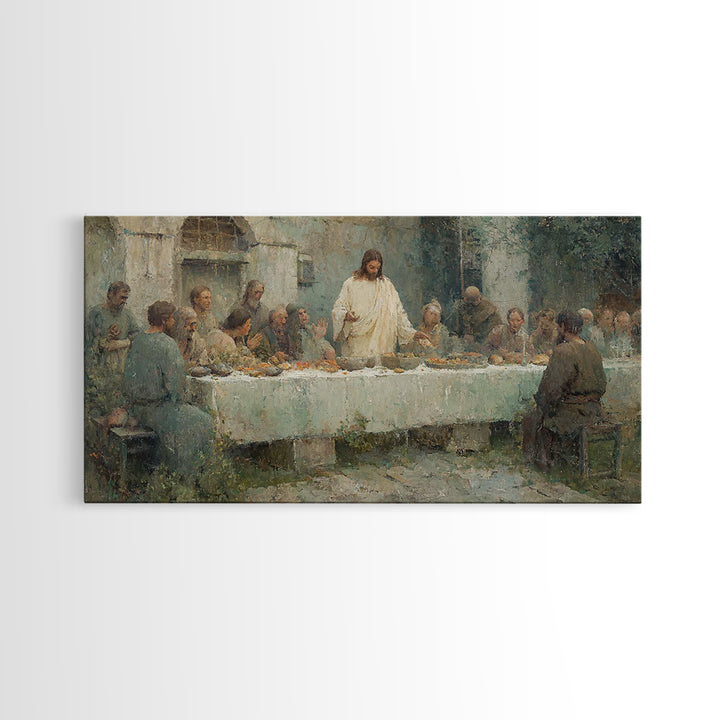 Sacred Gathering, Framed Canvas Print, Christian Wall Art, Subtle Christian Paintings, Jesus Painting Canvas, Christian Decoration