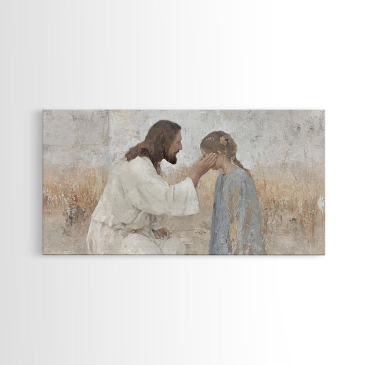 Healing Grace – Framed Canvas Print – Christian Paintings – Jesus Art Print – Minimalist Christian Art – Christian Wall Art