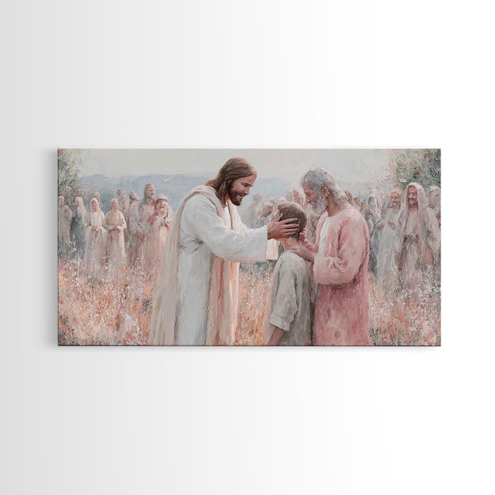Graceful Blessing – Framed Canvas Print – Christian Wall Art – Jesus Painting – Christian Art Canvas – Christmas Art