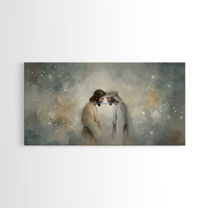 Holy Encounter – Framed Canvas Print – Jesus Painting – Christian Wall Art – Christian Art Canvas – Christmas Art