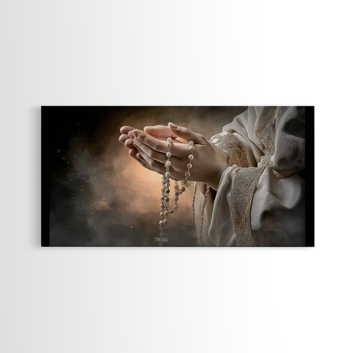 Blessed Devotion, Framed Canvas Print, Christian Wall Art, Christian Art Canvas, Christian Decor, Christian Christmas Art, Modern Christian