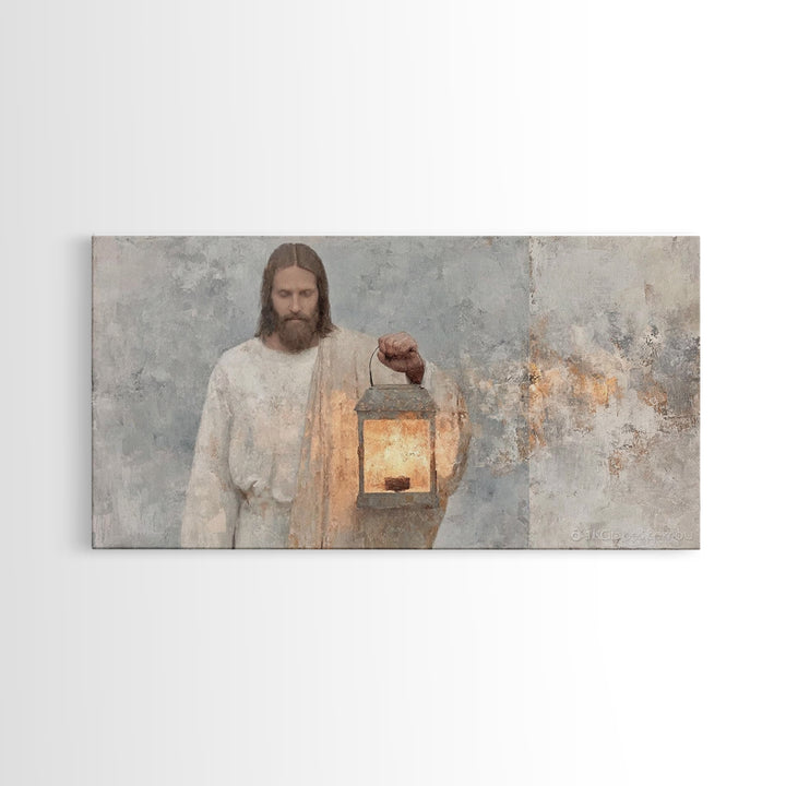 Silent Guiding Flame | Framed Canvas Print | Christian Art Canvas | Christian Wall Art | Jesus Painting | Christian Christmas