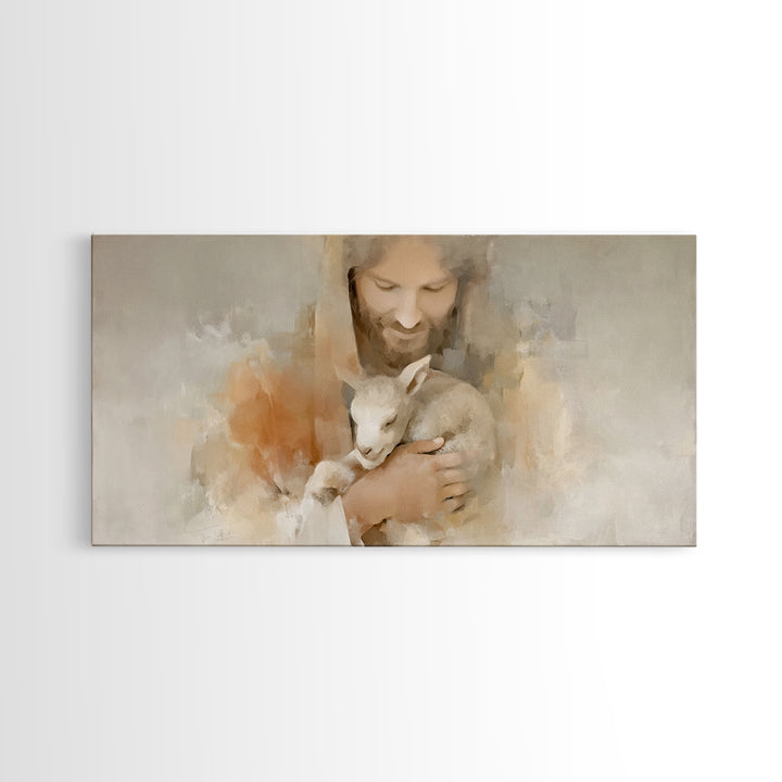 Lamb of Peace – Framed Canvas Print – Christian Art Canvas – Jesus Painting – Christian Wall Art – Christian Christmas Art