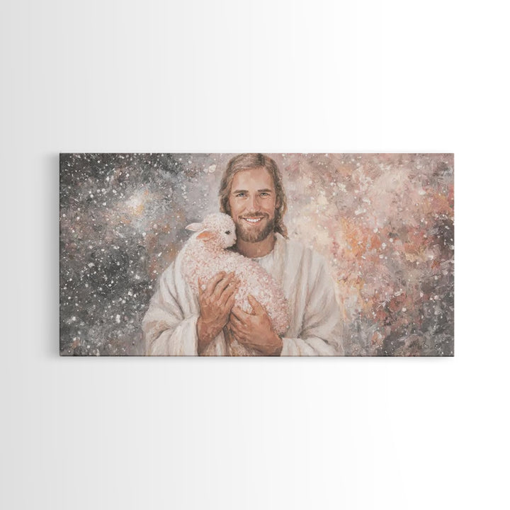 Beloved Shepherd Light, Framed Canvas Print, Christian Wall Art, Jesus Painting, Christian Art Canvas, Christian Christmas