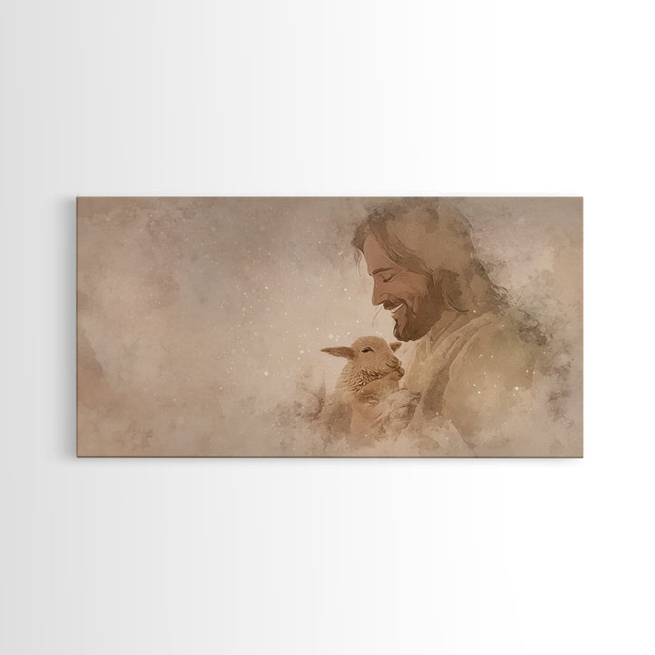 Joyful Shepherd Grace | Framed Canvas Print | Jesus Painting | Christian Art Canvas | Christian Wall Art | Christmas Art