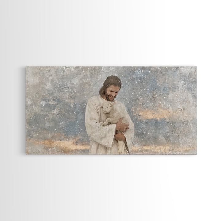 Snowfall Serenity – Framed Canvas Print – Christian Wall Art – Jesus Painting – Christian Art Canvas – Christian Christmas