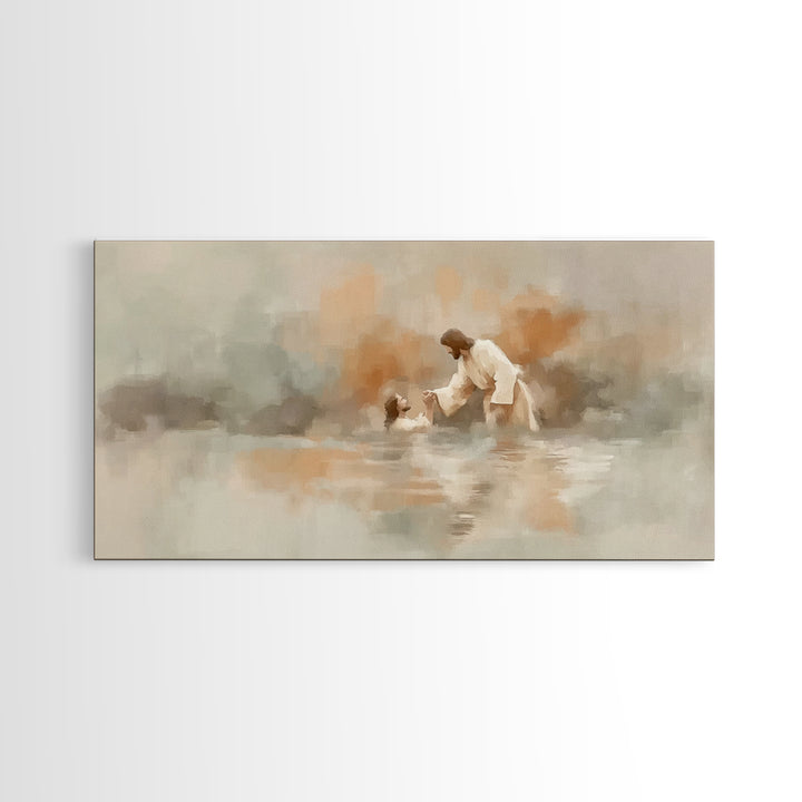 Living Waters Hope, Framed Canvas Print, Christian Wall Art, Christian Art Canvas, Jesus Painting, Christian Christmas Art