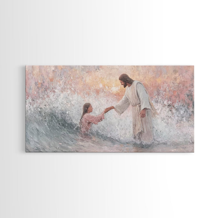 Waves Of Grace – Framed Canvas Print – Jesus Painting – Christian Wall Art – Christian Art Canvas – Large Christian Art – Christian Gift