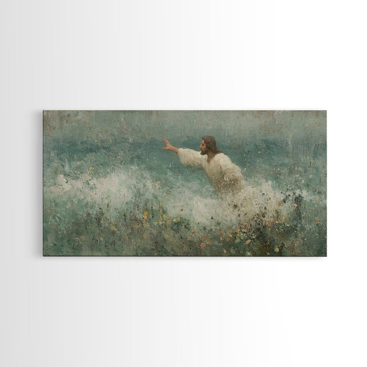 Reaching Light – Framed Canvas Print – Christian Wall Art – Christian Art Print – Jesus Painting – Vintage Christian Art – Christian Home D