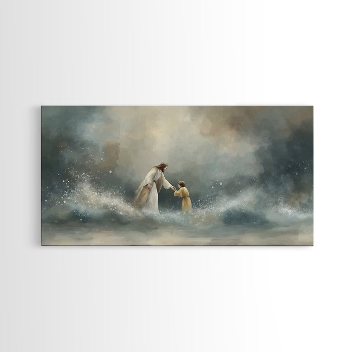 Guiding Calm – Framed Canvas Print – Christian Art Canvas – Christian Wall Art – Jesus Painting – Moody Christian Art – Christian Gift Idea