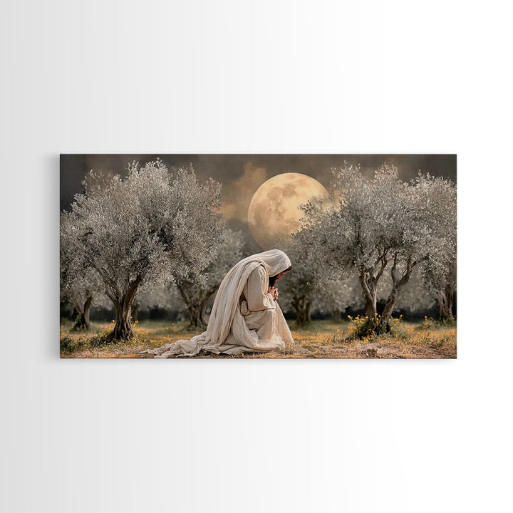 Garden Prayer – Framed Canvas Print – Christian Wall Art – Christian Art Canvas – Jesus Painting – Subtle Christian Art – Christian Gift