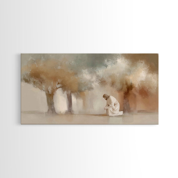 Moonlit Devotion – Framed Canvas Print – Christian Art Print – Jesus Painting – Christian Wall Art – Vintage Christian Art – Christian Deco