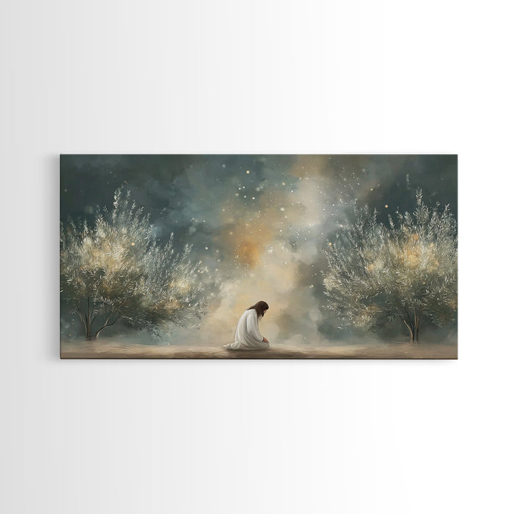 Olive Grove Peace – Framed Canvas Print – Christian Wall Art – Christian Art Print – Jesus Painting – Moody Christian Art – Christian Chris