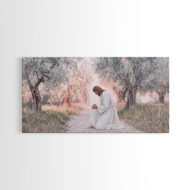 Olive Grove Light | Framed Canvas Print | Christian Art Canvas | Modern Christian Art | Jesus Painting | Christian Wall Art | Christian Gif