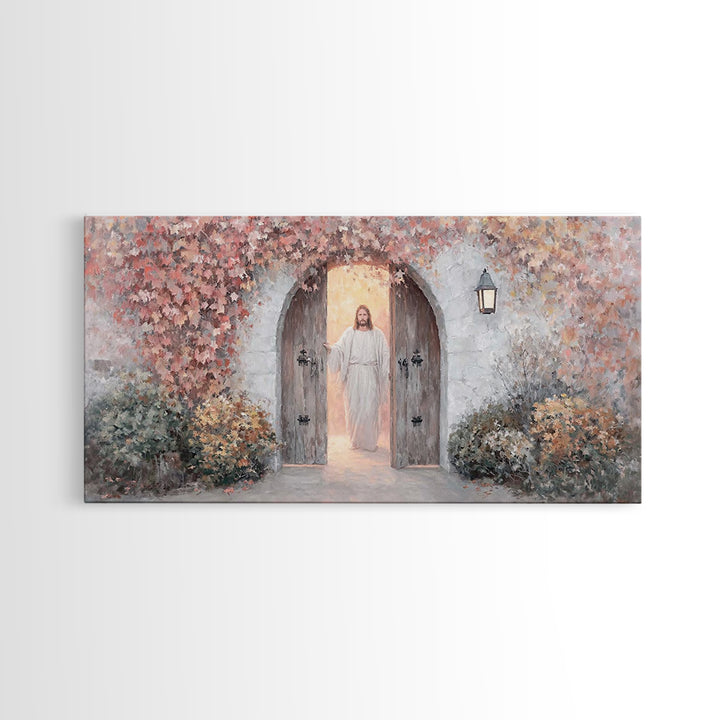 Autumn Gate Light | Framed Canvas Print | Christian Wall Art | Jesus Painting | Christian Art Canvas | Christian Christmas Art | Christian