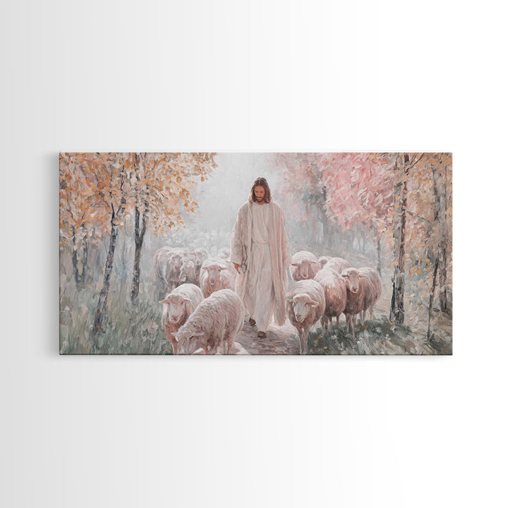 Autumn Mercy Walk, Framed Canvas Print, Christian Wall Art, Jesus Painting, Christian Art Canvas, Modern Christian Art, Christian Christmas