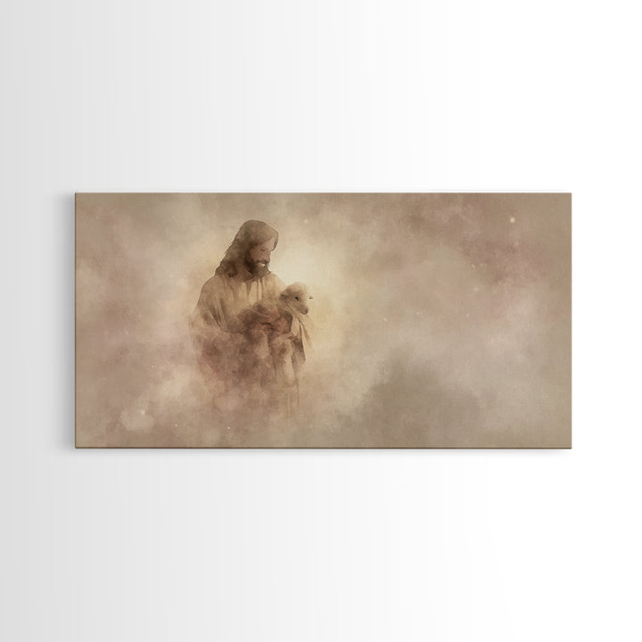 Tender Shepherd Calm | Framed Canvas Print | Christian Art Canvas | Jesus Painting | Modern Christian Art | Christian Wall Art | Christmas