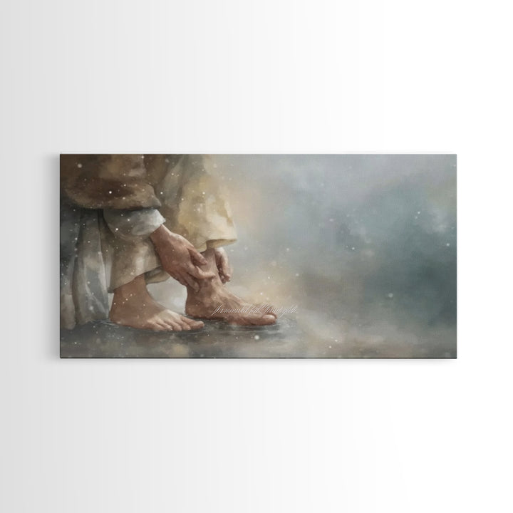 Footsteps Of Love – Framed Canvas Print – Christian Art Canvas – Christian Wall Art – Christian Decor – Modern Christian Painting – Christi