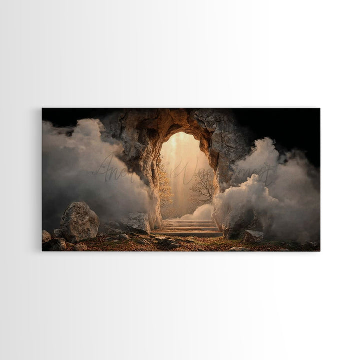 Risen Light, Framed Canvas Print, Christian Wall Art, Christian Art Canvas, Jesus Painting, Christian Christmas Art, Christian Gift