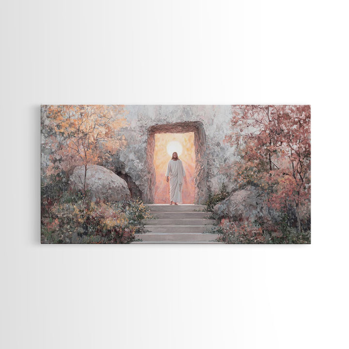 Autumn Resurrection, Framed Canvas Print, Christian Wall Art, Christian Art Canvas, Jesus Painting, Large Christian Art, Christian Christma