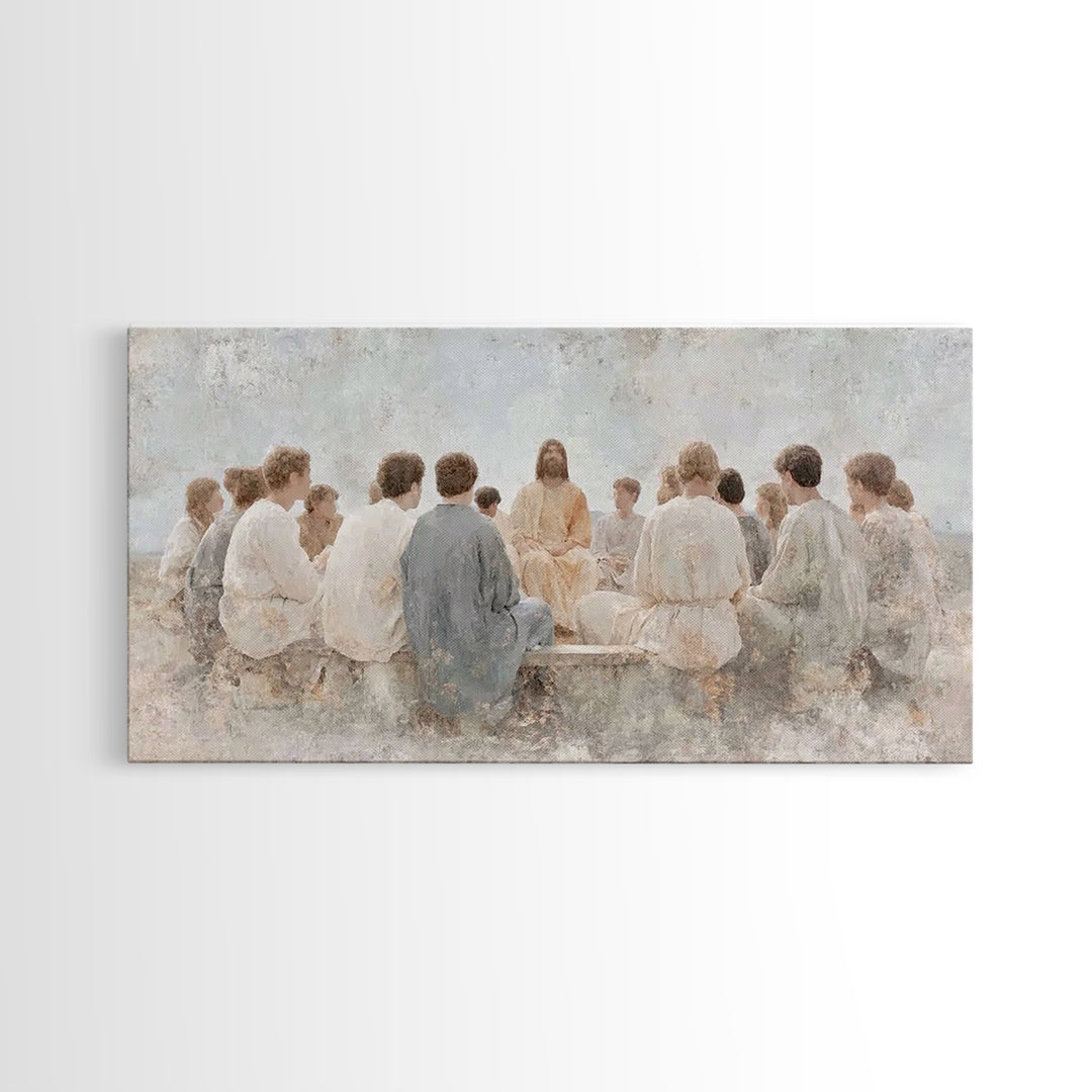 Mountain Sermon – Framed Canvas Print – Christian Art Canvas – Christian Wall Art – Jesus Painting – Christian Gift Ideas – Christian Art