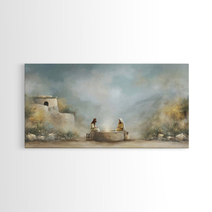 Desert Well Light | Framed Canvas Print | Christian Art Canvas | Jesus Painting | Modern Christian Art | Christian Wall Art | Christian Gif