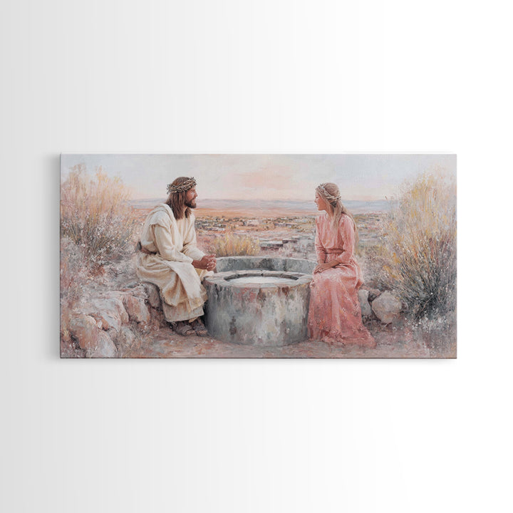 Desert Conversation, Framed Canvas Print, Christian Art Canvas, Modern Christian Art, Jesus Painting, Christian Wall Art, Christian Gift Id