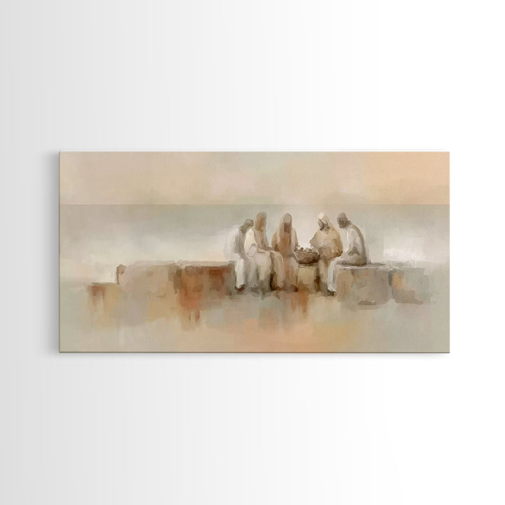 Gathered In Faith | Framed Canvas Print | Christian Art Canvas | Christian Painting | Subtle Christian Art | Christian Wall Art | Christian