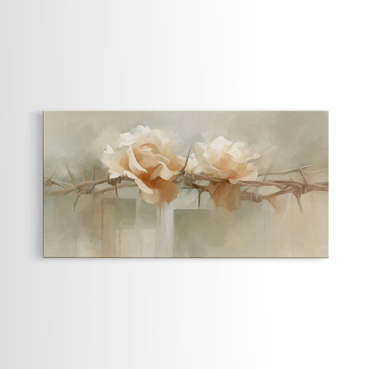 Roses Of Redemption – Framed Canvas Print – Christian Wall Art – Christian Art Canvas – Christian Decor – Christian Painting – Modern Chris