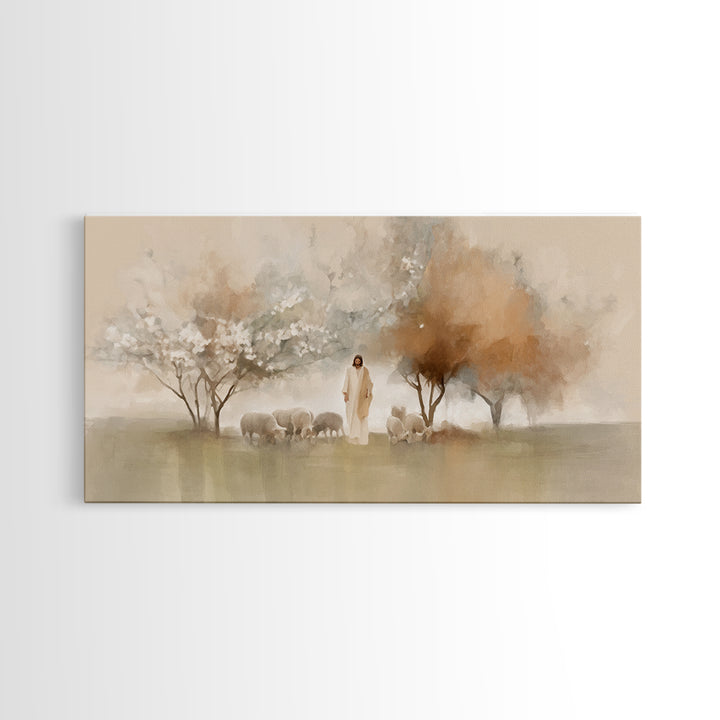 Garden Shepherd – Framed Canvas Print – Christian Wall Art – Jesus Painting – Christian Art Canvas – Modern Christian Painting – Christian