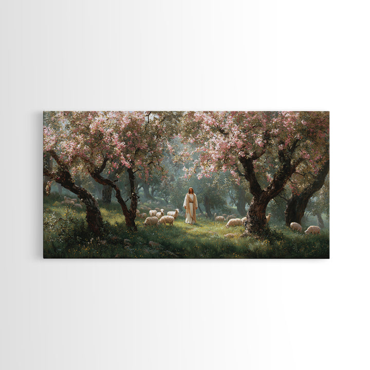 Morning Orchard Light | Framed Canvas Print | Christian Art Canvas | Jesus Painting | Christian Wall Art | Minimalist Christian Art | Chris