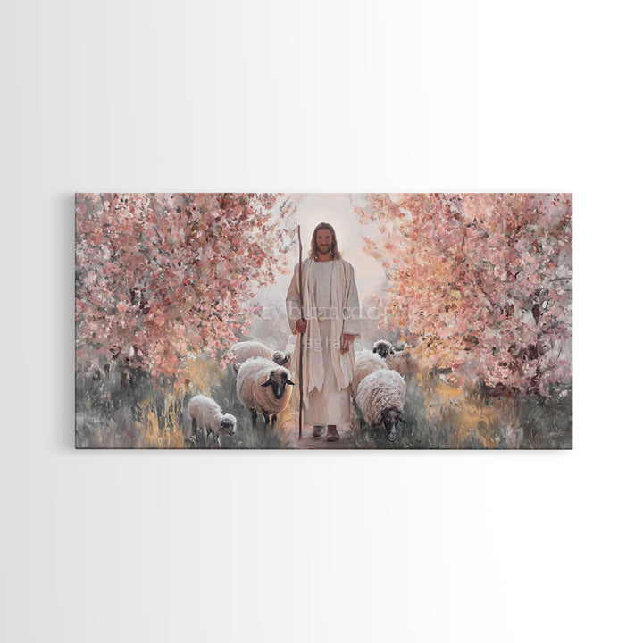 Radiant Shepherd, Framed Canvas Print, Christian Wall Art, Jesus Painting, Christian Art Canvas, Modern Christian Art, Christian Decor
