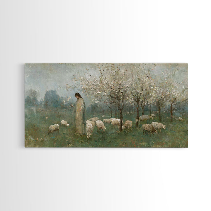 Morning Pasture Blessing – Framed Canvas Print – Christian Wall Art – Jesus Canvas Art – Christian Decoration – Christmas Art – Christian A