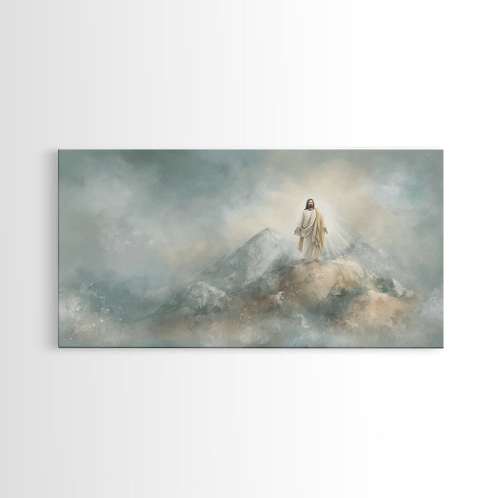 Light Upon The Mountain – Framed Canvas Print – Christian Art Print – Jesus Painting – Christian Christmas Art – Modern Christian Art – Chr