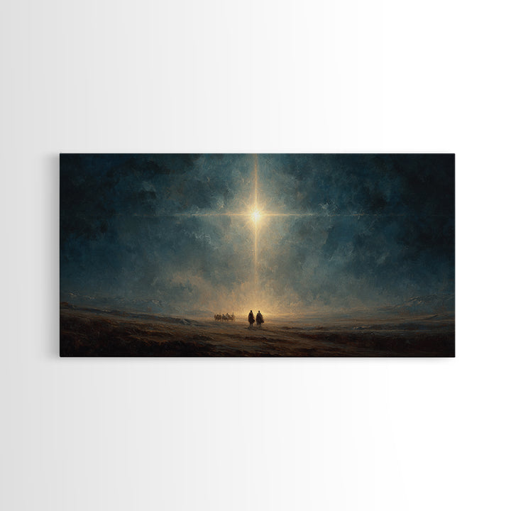 Night Of Glory – Framed Canvas Print – Christian Christmas Art – Christian Wall Art – Christian Art Canvas – Moody Christmas Art – Jesus Pa