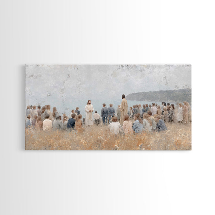Shore Of Promise – Framed Canvas Print – Jesus Painting – Christian Wall Art – Christian Art Canvas – Minimalist Christian Art – Christian