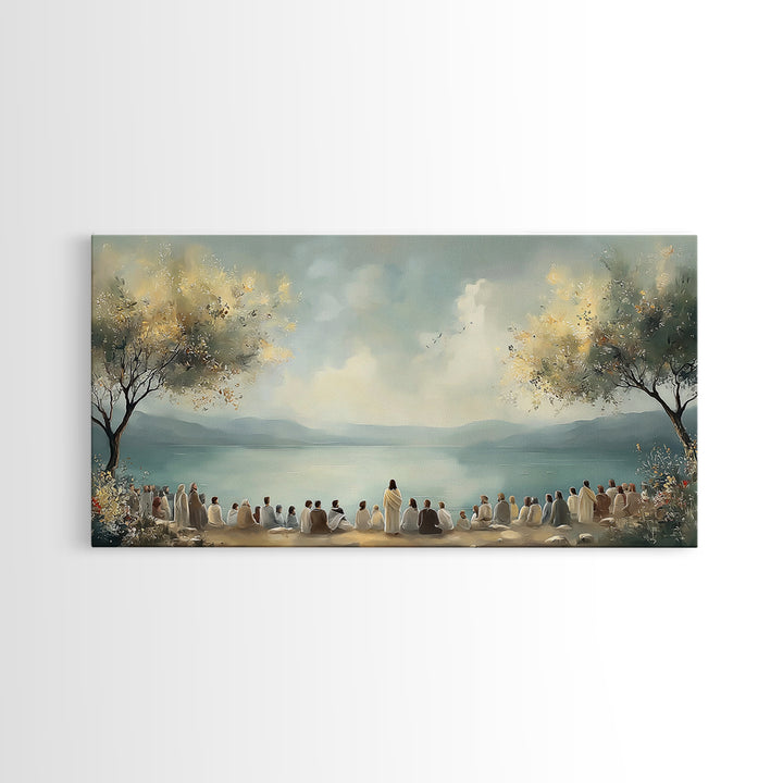 Peaceful Gathering – Framed Canvas Print – Christian Art Canvas – Christian Wall Art – Jesus Painting – Christian Art Print – Christian Chr