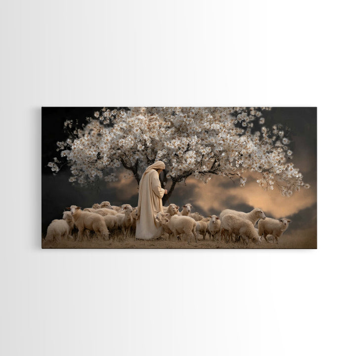 Evening Shepherd – Framed Canvas Print – Christian Art Canvas – Moody Christian Art – Jesus Painting – Christian Wall Art – Christian Gift