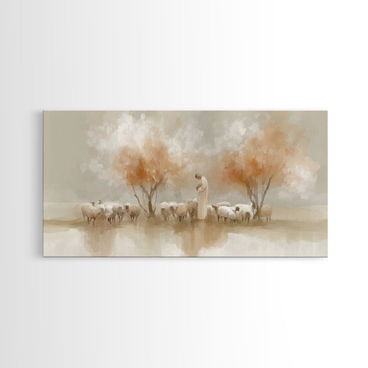 Autumn Shepherd Path – Framed Canvas Print – Christian Wall Art – Modern Christian Art – Jesus Painting – Christian Art Canvas – Christian