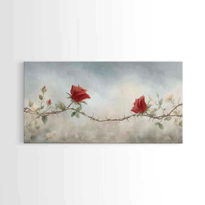 Roses Of Mercy | Framed Canvas Print | Christian Wall Art | Christian Art Canvas | Subtle Christian Art | Modern Christian Art | Christian