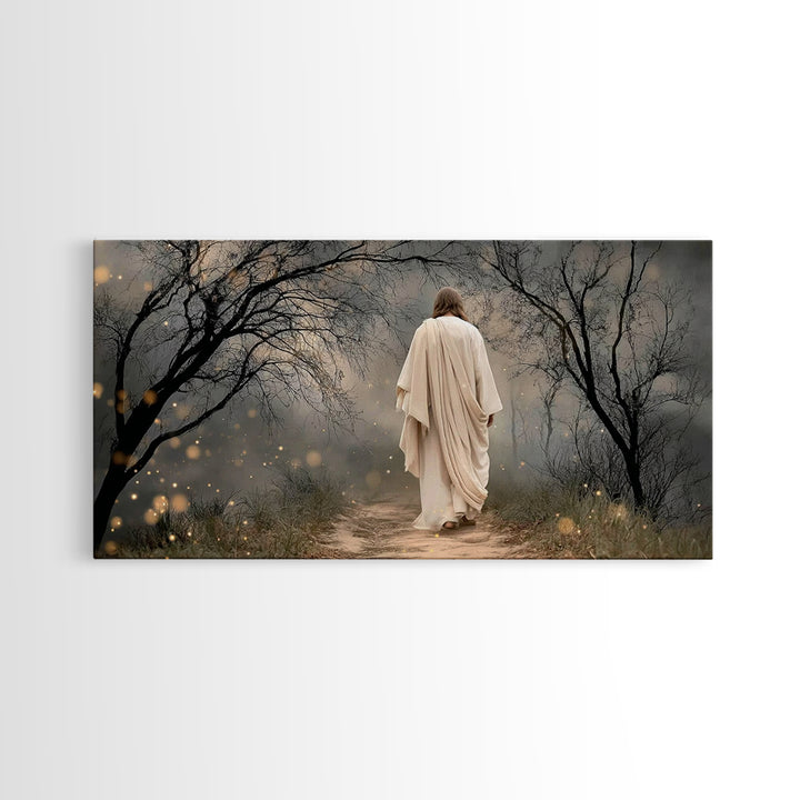 The Misty Path - Framed Canvas Print - Christian Wall Art - Christian Art Canvas - Jesus Painting - Christian Christmas Art